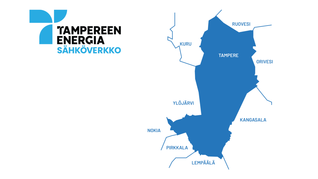 Tampereen Energia Sähköverkon jakelualue kattaa Tampereen lisäksi pieniä alueita Pirkkalasta ja Kangasalta